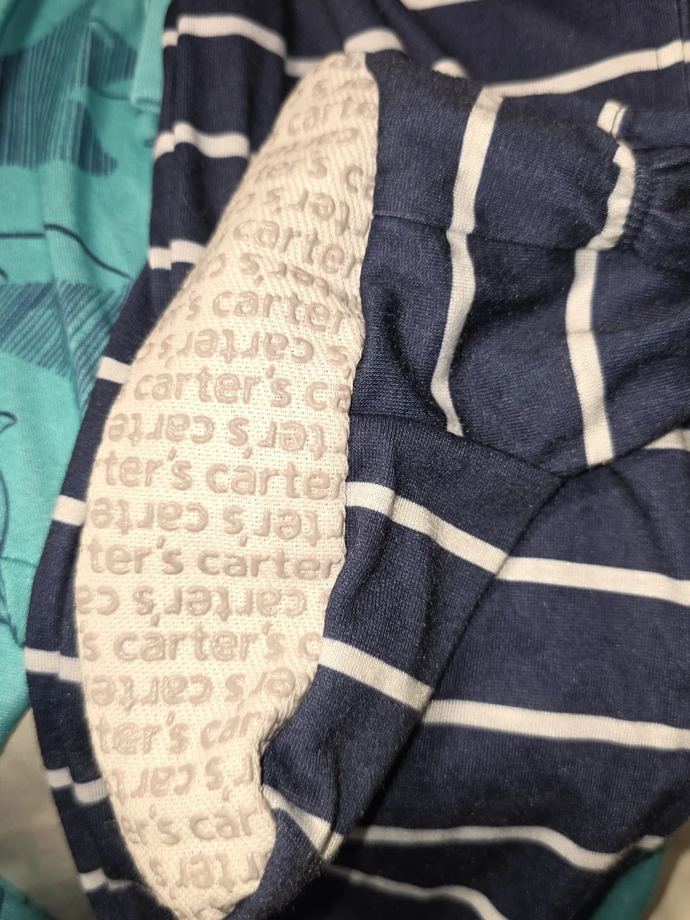 2 Set Carter's Navy & White Striped Shark Pajama Set/ Teal W/ Shark Print